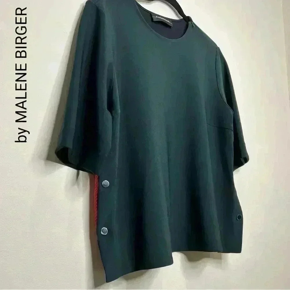 🧨By Malene  Birger Green Boxy Fall Top Business Casual🧨